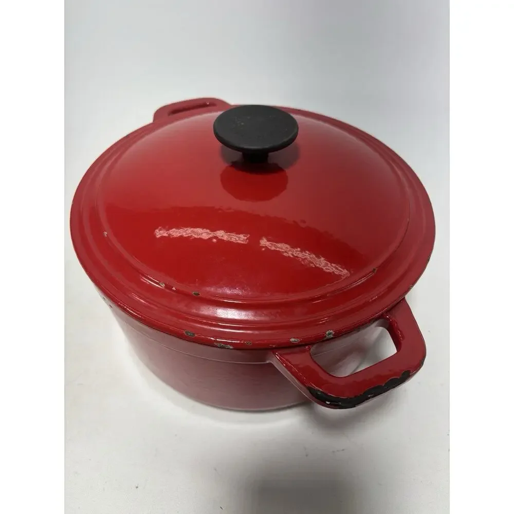Martha Stewart Cast Iron Dutch Oven Red Enamel 10